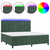 Vidaxl Box spring postelja z vzmetnico LED tem. zelena 200x200cm žamet