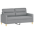 2-dijelni set sofa s jastucima svjetlosivi od tkanine