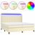 Vidaxl Box spring postelja z vzmetnico LED krem 200x200cm umetno usnje