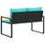 klupa s jastukom Crna i Tirkizna 115 x 65 x 72 cm Ratan