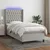 Vidaxl Box spring postelja z vzmetnico LED sv. siva 100x200 cm blago