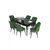 Hanah Home Set Trpezarijski sto i 6 stolica Eva, Zeleno-crni
