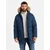 Ombre Mens long parka jacket with flared bottom - navy blue