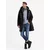 Ombre Mens long quilted jacket with large pockets - black