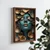 WallXpert uramljena MDF slika NAL066-70, žensko lice tirkizne boje među bronzanim cvetovima, 50 x 70 cm