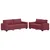 Dvodijelni set sofa s jastucima, tkanina boje vina