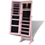 VIDAXL samostoječa omarica za nakit z LED svetilko in ogledalom, roza
