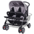 VIDAXL jekleni otroški voziček za dvojčke, siv-črn