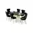 HANAH HOME Rasklopivi trpezarijski sto i stolice (7 delova) Esla Black Marble Gold Black