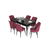Hanah Home Set Trpezarijski sto i 6 stolica Eva, Bordo-crni