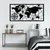 Wallxpert 891TNL1760 Zidna dekoracija World Map 2, 120x60cm, Crna