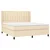 Vidaxl Box spring postelja z vzmetnico LED krem 180x200 cm blago