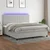 Vidaxl Box spring postelja z vzmetnico LED sv. siva 200x200 cm blago