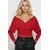 Trend Alacati Stili Ženska bluza dugih rukava ALC-019-053-BLZ, V-izrez, Crvena