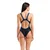 Arena hyperflow womens solid tech back swimsuit black/blue cosmo xl