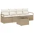 vidaXL 5-delni vrtni sofa set s blazinami Bež poly ratan