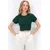 Trend Alacati Stili Ženska bluza kratkih rukaa Alc-X11782, Okrugli izrez, Zelena