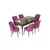 Hanah Home Set Trpezarijski sto i 6 stolica Nef, Ljubičasto-braon