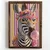 WallXpert uramljena MDF slika NAL029-46, zebra sa roze naočarima, cvetnim vencem i balonom od žvake, 35,5 x 47 cm