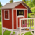 Lesena vrtna hišica za otroke s toboganom, rdeča, siva, bela, MAILEN