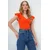 Trend Alacati Stili Ženska bluza kratkih rukava Alc-X13496, V-izrez, Narandžasta