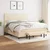 Vidaxl Box spring postelja z vzmetnico krem 160x200 cm blago