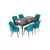 Hanah Home Set Trpezarijski sto i 6 stolica Nef, Tirkizno-braon