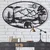 WallXpert metalni zidni ukras 5190, medved, orao i planinski pejzaž u ovalnom ramu, 60 x 36 cm, crni