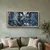 WallXpert uramljena MDF slika ARTSNTMDL11, kubistička kompozicija u plavim i sivim tonovima, 50 x 120 cm