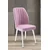 Hanah Home set trpezarijskih stolica Platinum 8 kom, roze tkanina Jerry, bele metalne noge