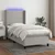 Vidaxl Box spring postelja z vzmetnico LED sv. siva 100x200 cm blago