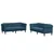 2-dijelni set sofa plavi baršunasti