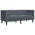 3-dijelni set sofa Chesterfield tamnosivi baršunasti