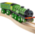 Dječja drvena igračka Bigjigs - Parna lokomotiva, zelena
