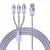 BASEUS USB kabel 3v1 Baseus StarSpeed, USB-C + micro USB + Lightning, 3,5 A, 1,2 m (vijoličen)