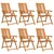 Vrtna stolica 6 pcs Smeđa 57 x 72 x 109 cm Čvrsto drvo akacije