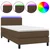 Greatstore Box spring postelja z vzmetnico LED temno rjava 90x200 cm blago