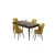 Hanah Home trpezarijski set Pir, sto i 4 stolice, ploča u dekoru drveta Baroque, senf žuta tkanina Babyface