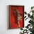 WallXpert uramljena MDF slika NAL043-46, leopard se šunja na crvenoj pozadini, 35,5 x 47 cm