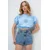 Trend Alacati Stili Ženska bluza kratkih rukava Alc-X13769, Brod izrez, Svetloplava