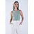 Trend Alacati Stili Ženska bluza bez rukava Alc-X13447, Okrugli izrez, Zelena
