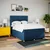 Vidaxl Box spring postelja z vzmetnico modra 160x200 cm blago