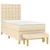 Greatstore Box spring postelja z vzmetnico krem 90x190 cm blago