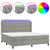 Krevet box spring s madracem LED svjetlosivi 200x200 cm baršun