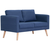 2-dijelni set sofa od tkanine plavi