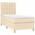 Greatstore Box spring postelja z vzmetnico LED krem 90x190 cm blago