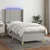 Vidaxl Box spring postelja z vzmetnico LED sv. siva 100x200 cm blago