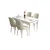 Hanah Home trpezarijski set Tia, sto i 4 stolice, bela ploča, hromirane noge, krem tkanina Babyface
