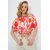 Trend Alacati Stili Ženska bluza kratkih rukava Alc-X13795, Brod izrez, Belo-crvena