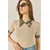 Bianco Lucci Ženska bluza na kratke rukave 2470 60284047, Polo neck, Bež